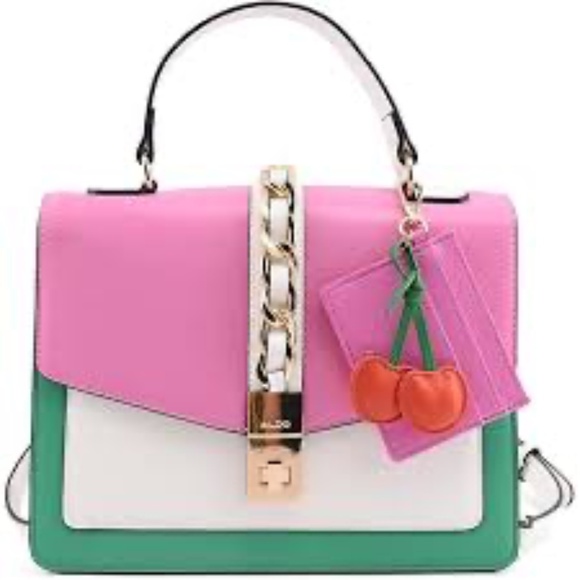 Aldo Pink Turquoise Cherry Cross Body Purse - Picture 1 of 9